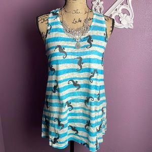Fantastic Fawn Blue Striped Seahorse Tank Top Brand New!!!